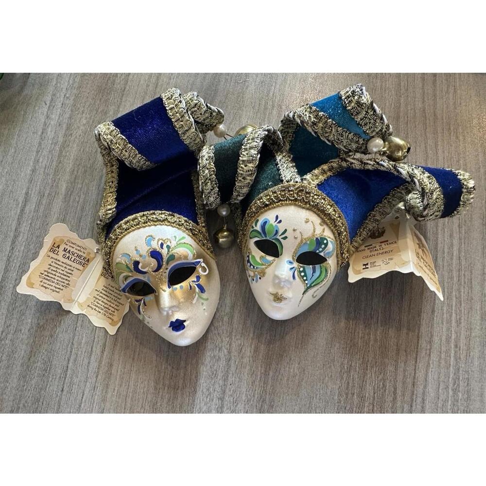 Lot Of 2 Original La Maschera Del Galeone Authentic Venetian Ceramic Masks Italy